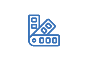 Ein blaues Symbol, das ein gekreuztes Schraubenschlüssel- und Schraubenzieher-Werkzeug zeigt.